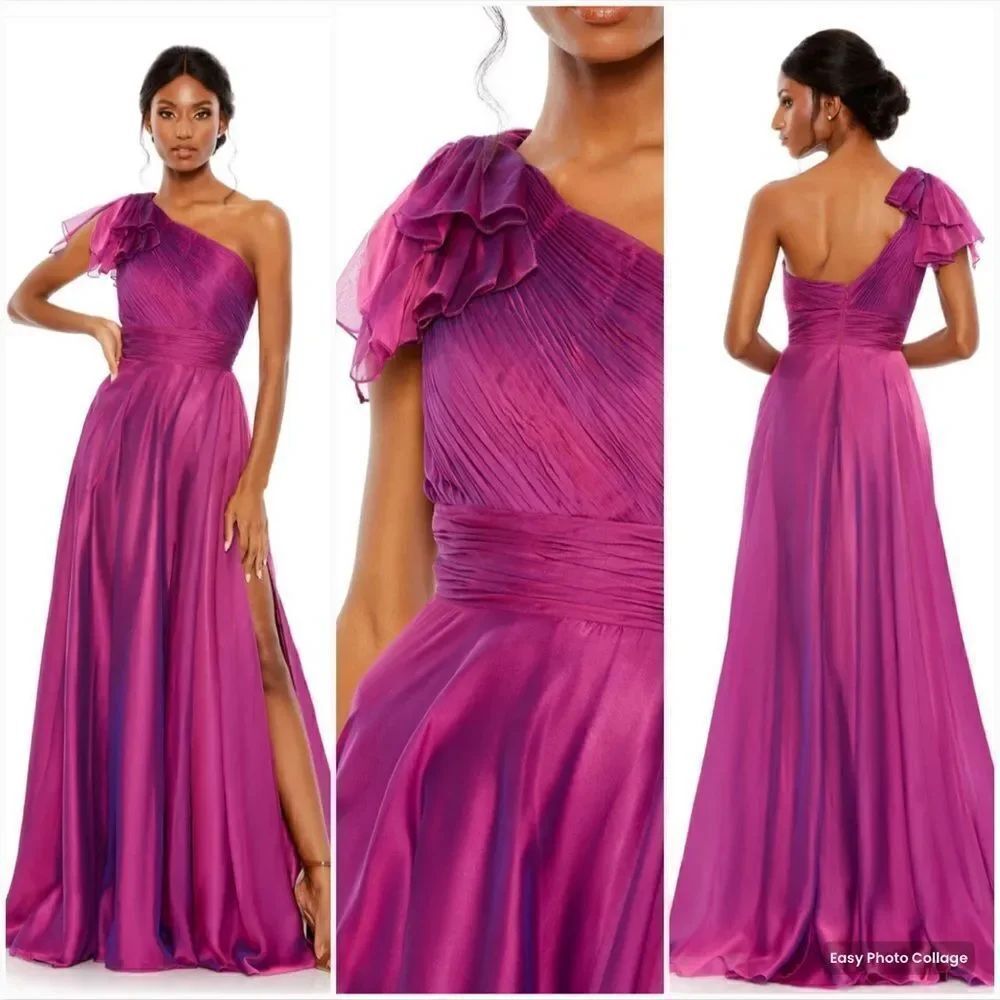Mac Duggal 67476 Womens PLEATED ONE SHOULDER CHIFFON GOWN
